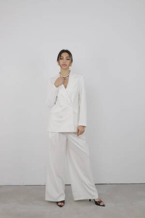 Trousers Pleated Slaze - Cream Rouge - Globality Store - Women Clothes Wholesale Turkey