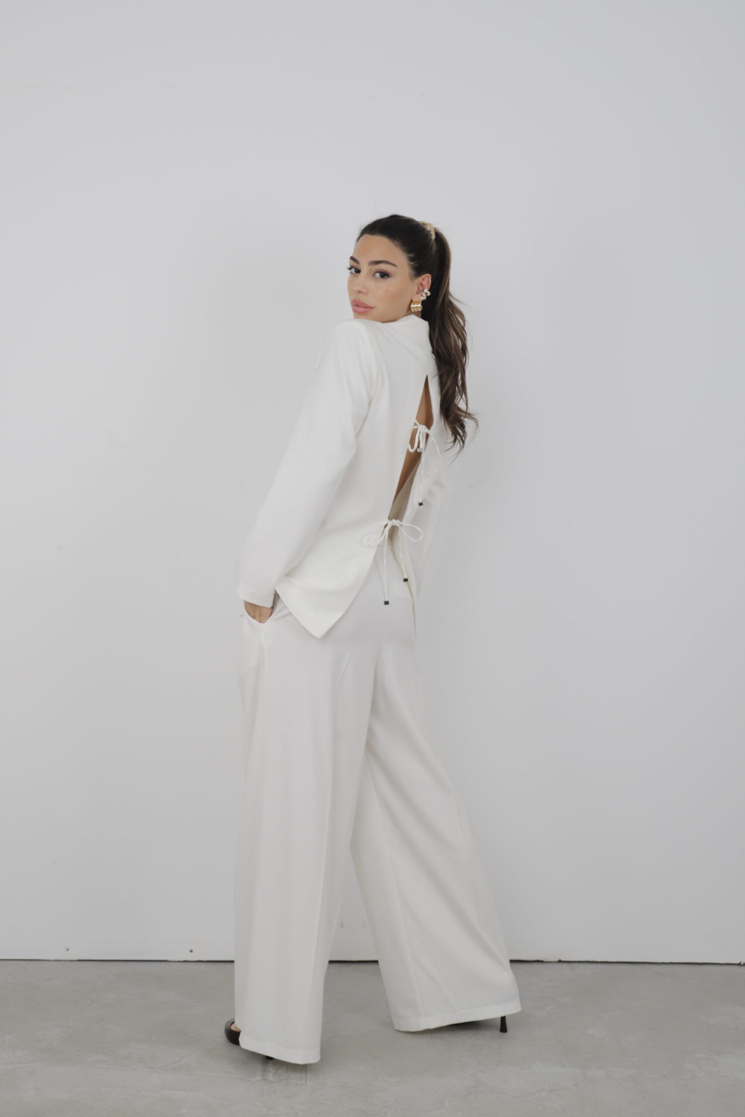 Trousers Pleated Slaze - Cream Rouge - Globality Store - Women Clothes Wholesale Turkey