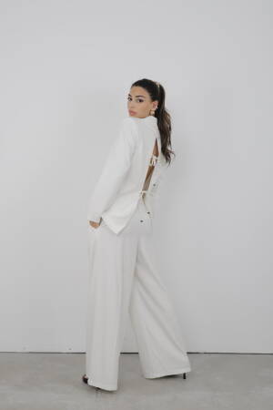 Trousers Pleated Slaze - Cream Rouge - Globality Store - Women Clothes Wholesale Turkey