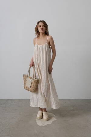 Strap Line Pattern Dress - Reyon - Globality Store - Women Clothes Wholesale Turkey
