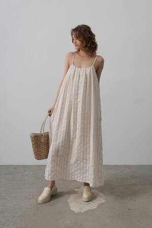 Strap Line Pattern Dress - Reyon - Globality Store - Women Clothes Wholesale Turkey
