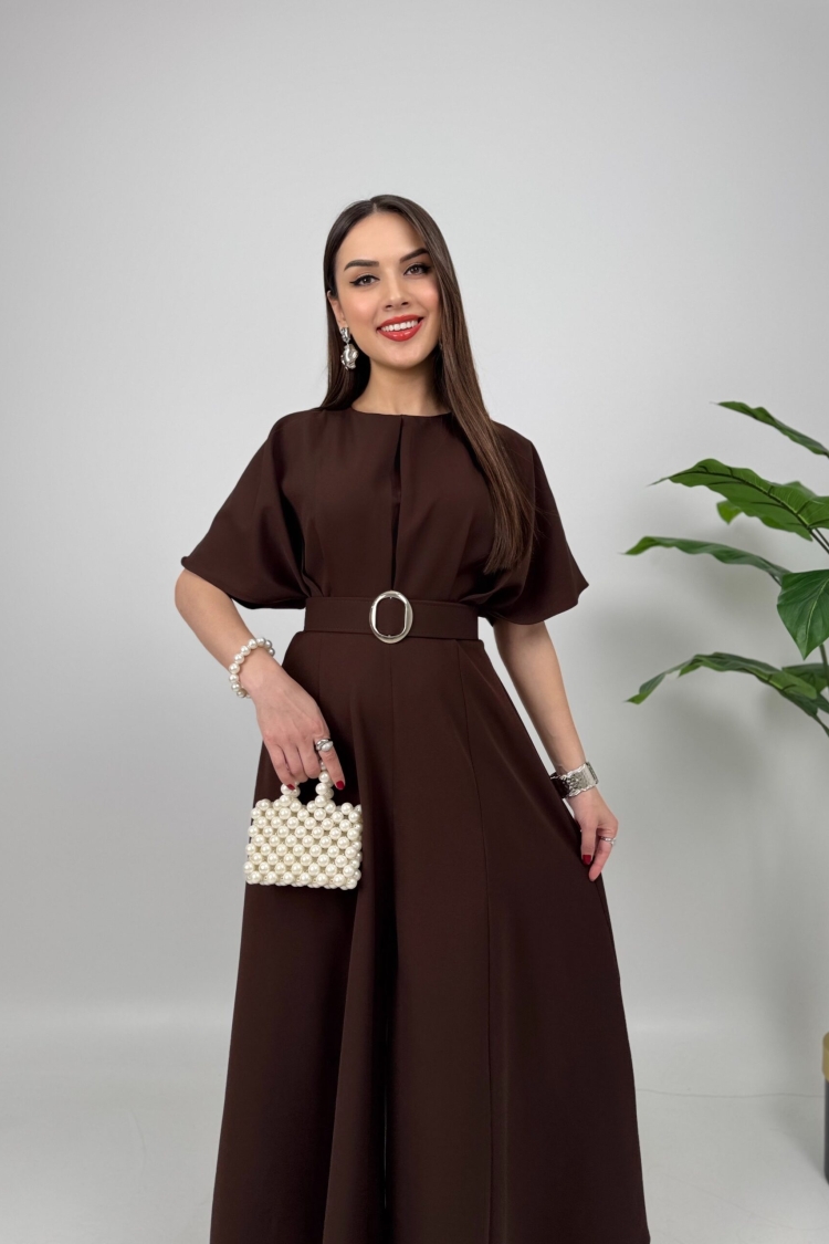 Atlas Fabric Belted Dress