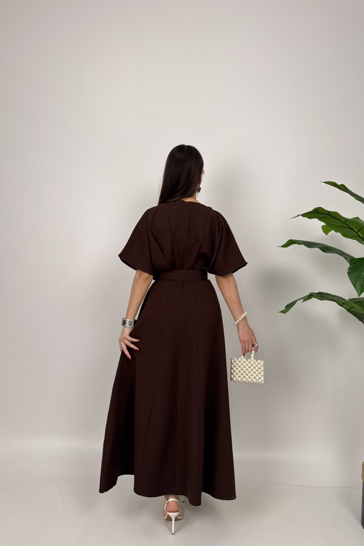Atlas Fabric Belted Dress