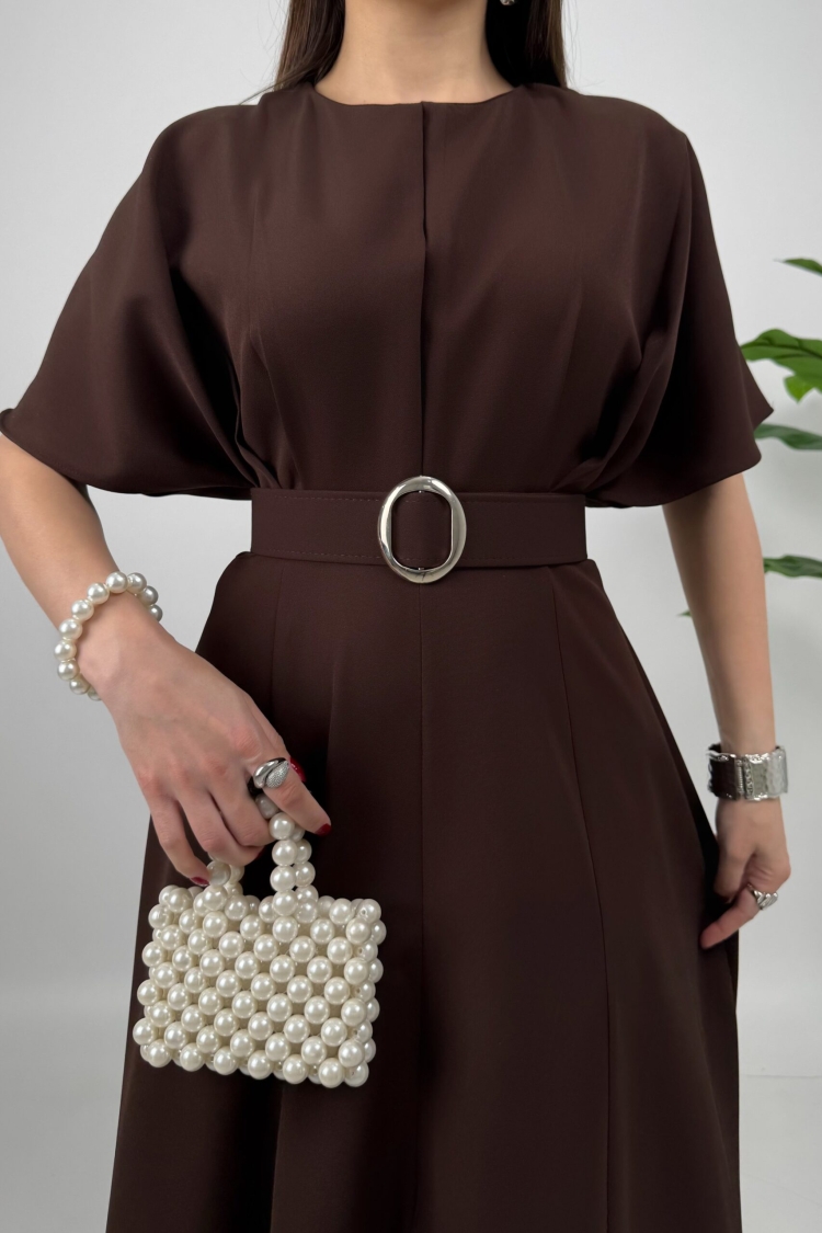 Atlas Fabric Belted Dress