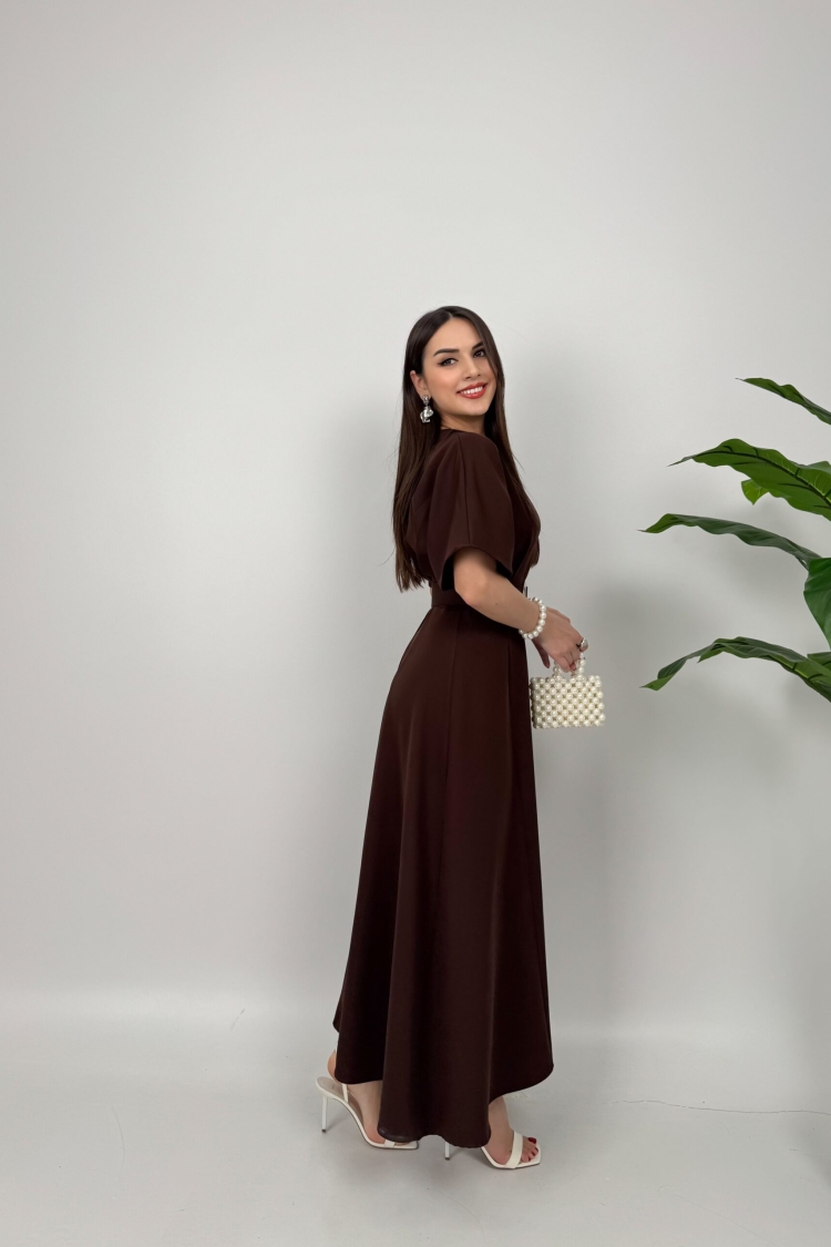 Atlas Fabric Belted Dress