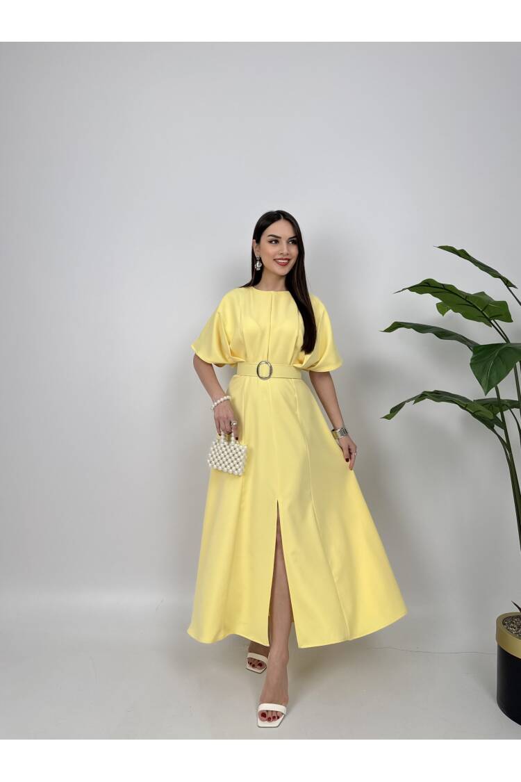 Atlas Fabric Belted Dress - Miss Janell - Globality Store - Women Clothes Wholesale Turkey
