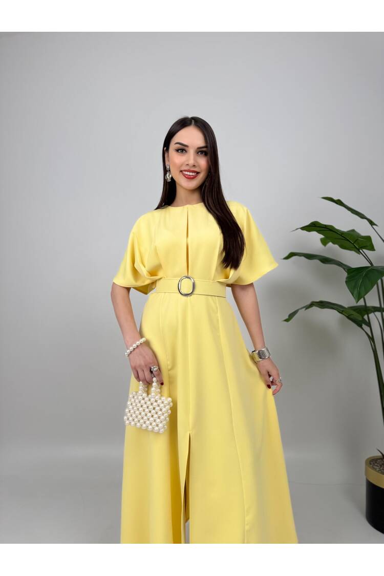 Atlas Fabric Belted Dress