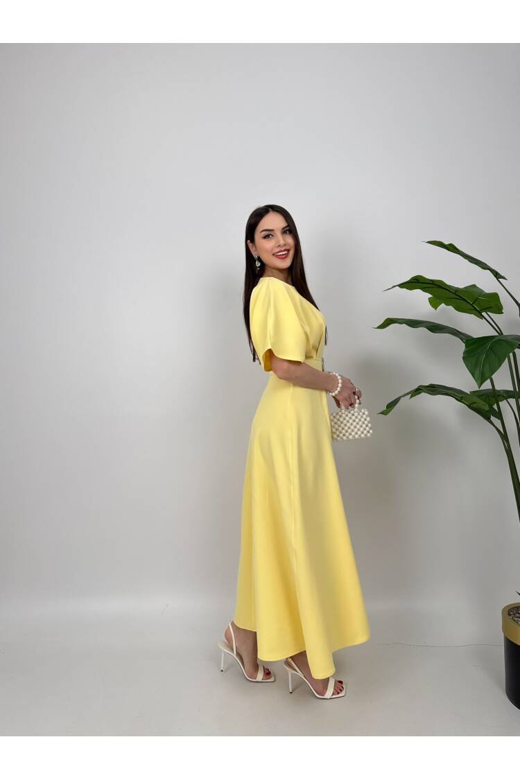Atlas Fabric Belted Dress