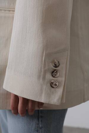 Oversize Blazer Jacket - Stone - Reyon - Globality Store - Women Clothes Wholesale Turkey