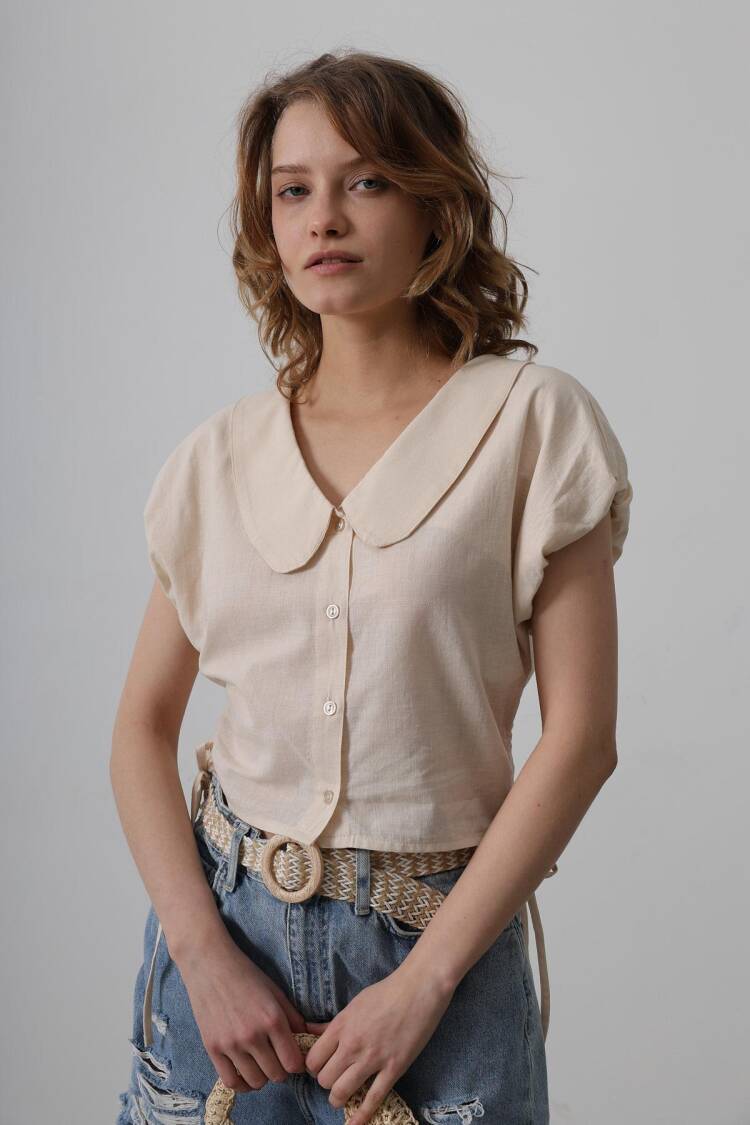 Baby Collar Side Tie Blouse