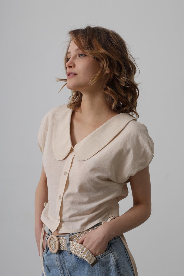 Baby Collar Side Tie Blouse