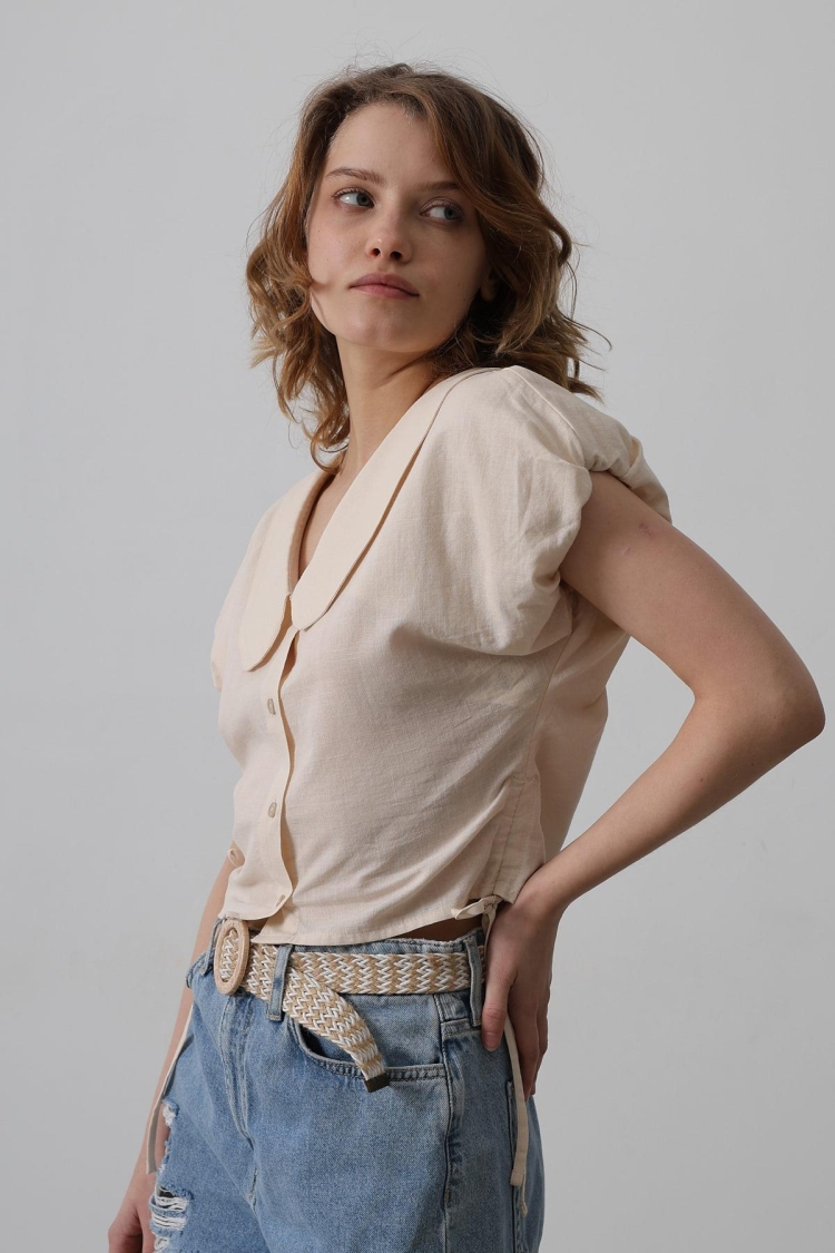 Baby Collar Side Tie Blouse