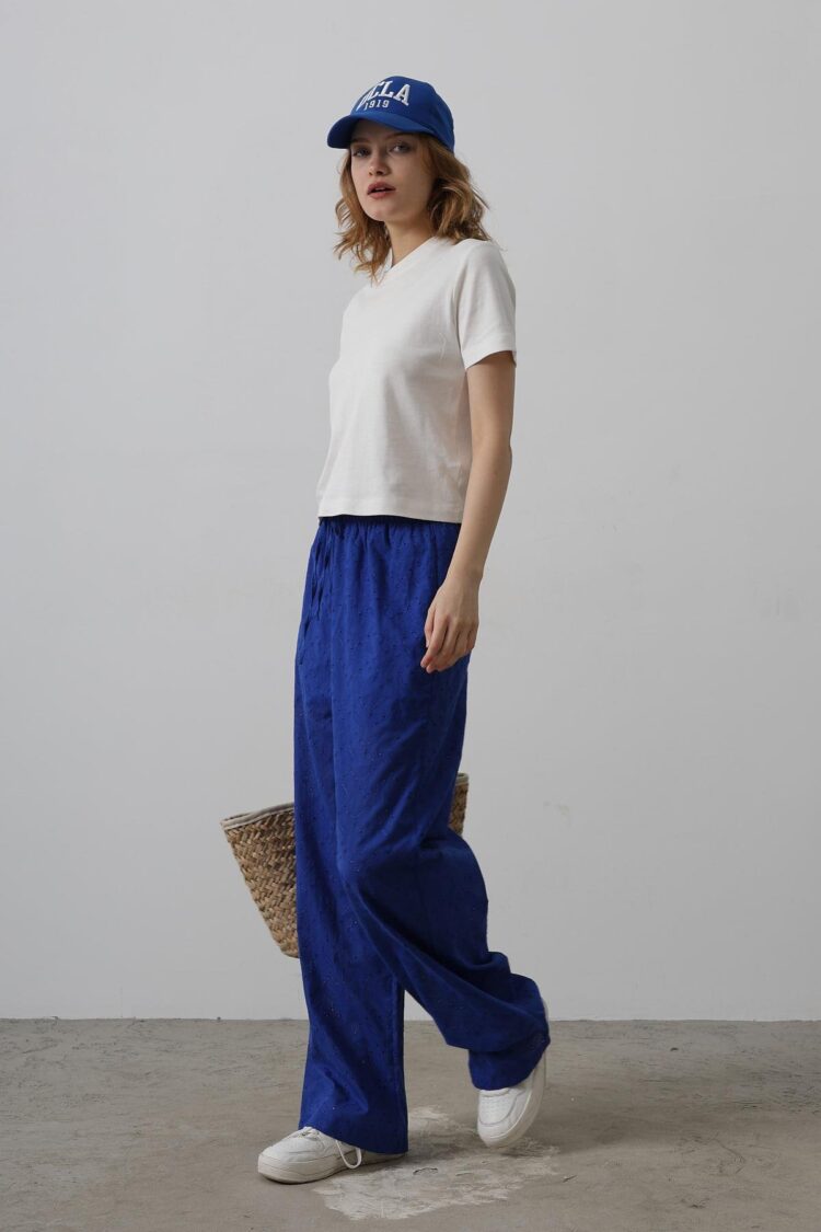 Tie Waist Embroidered Pants - Saks