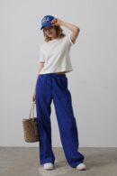 Tie Waist Embroidered Pants - Saks - Reyon - Globality Store - Women Clothes Wholesale Turkey