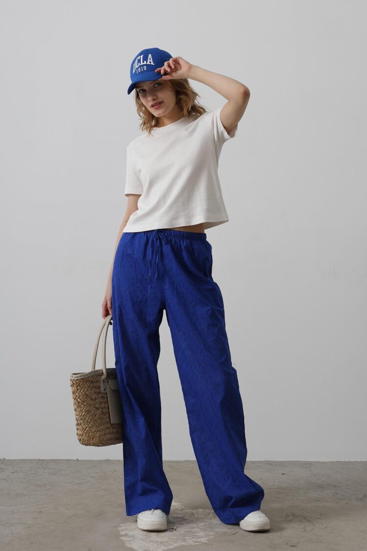 Tie Waist Embroidered Pants - Saks