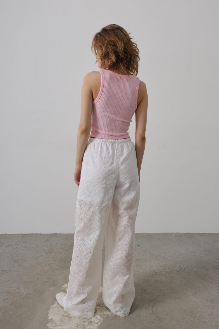 Tie Waist Embroidered Pants
