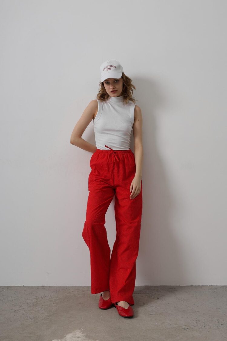 Tie Waist Embroidered Pants - Reyon - Globality Store - Women Clothes Wholesale Turkey