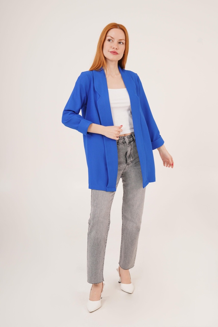 Sleeve Folding Sewing Detailed Saks Wholesale Summer Blazer Jacket