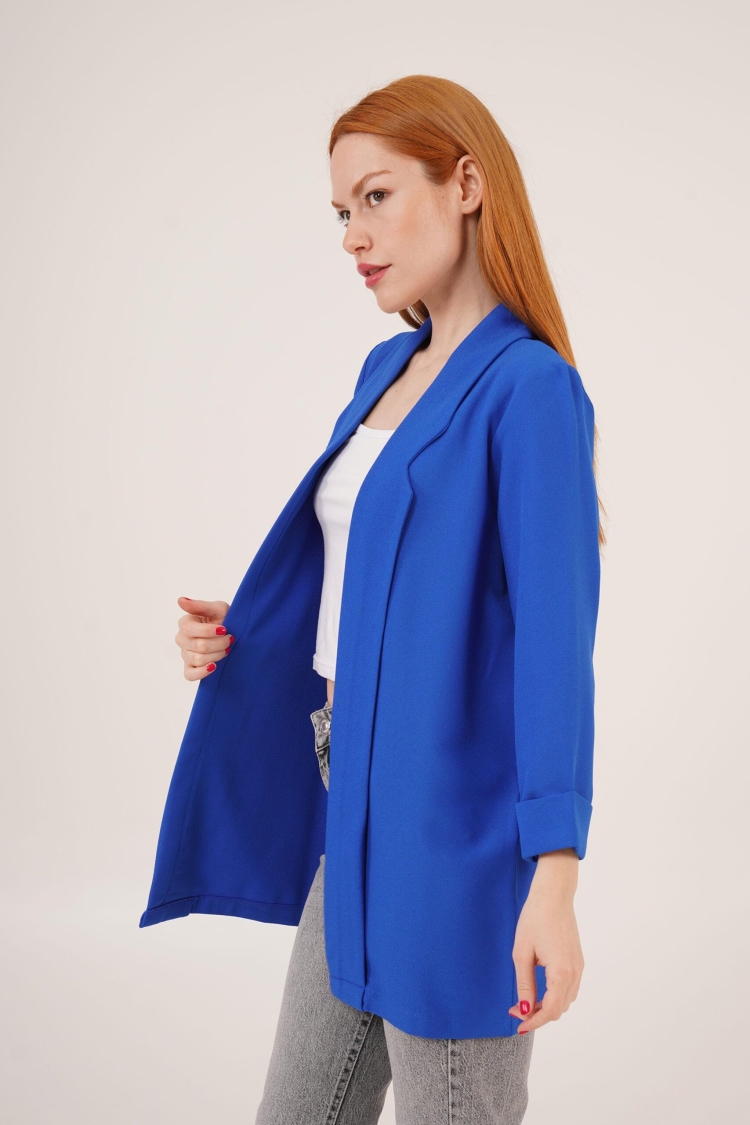 Sleeve Folding Sewing Detailed Saks Wholesale Summer Blazer Jacket