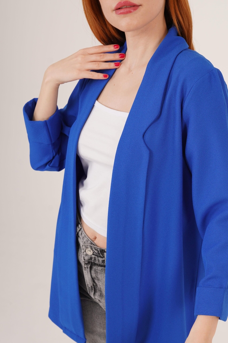 Sleeve Folding Sewing Detailed Saks Wholesale Summer Blazer Jacket