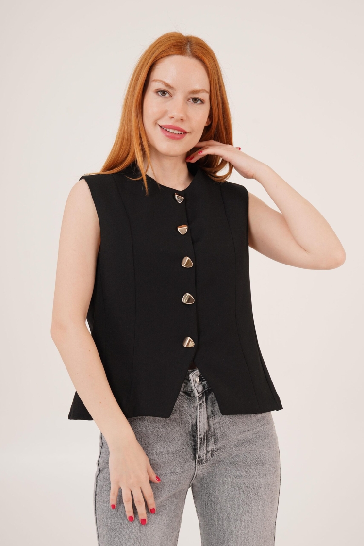 Shiny Button DetailedWholesale Vest