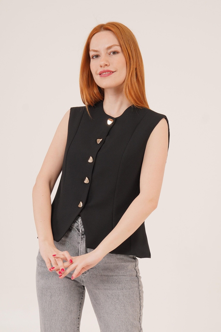 Shiny Button DetailedWholesale Vest