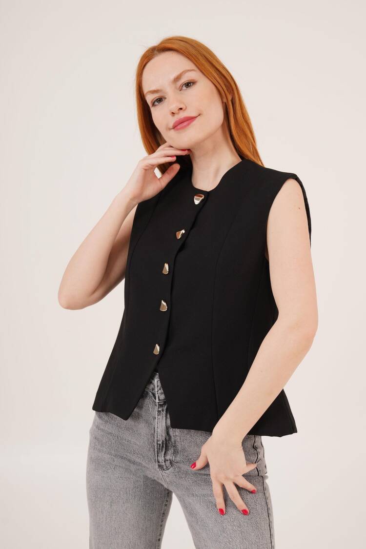 Shiny Button DetailedWholesale Vest