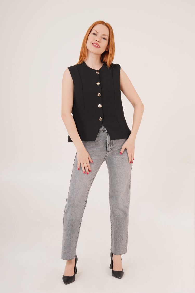 Shiny Button DetailedWholesale Vest