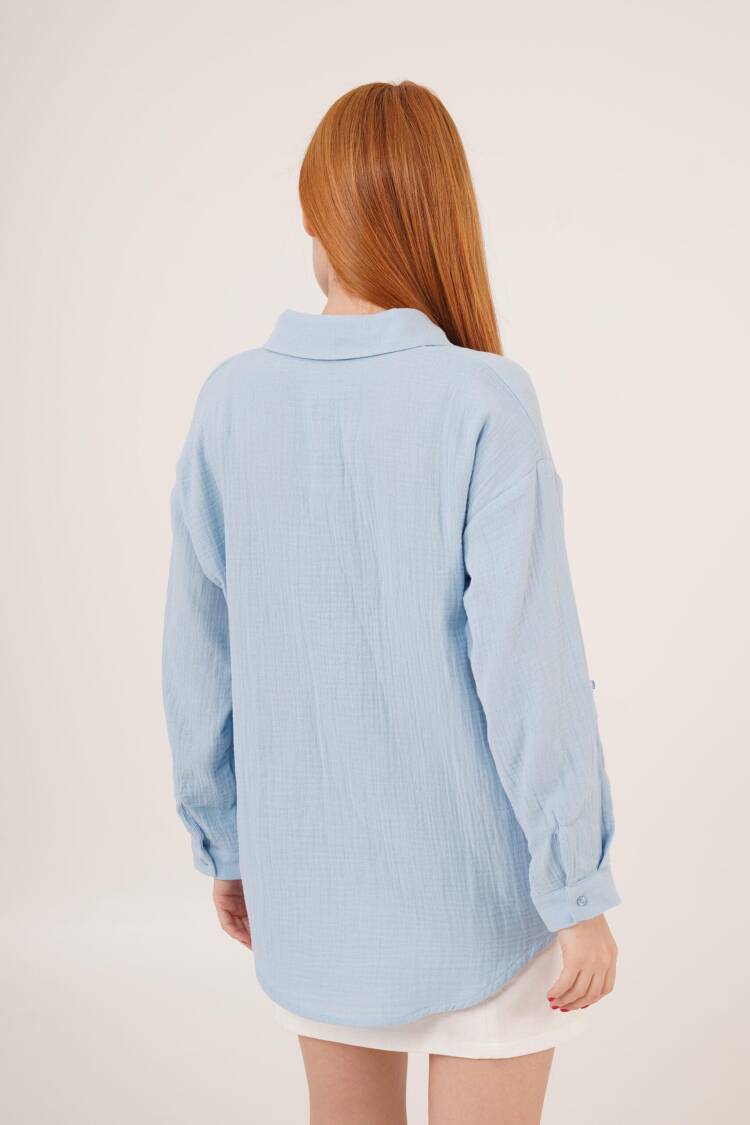 Linen Look Dull Folding Sleeve Wholesale BabyShirt