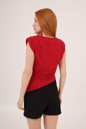 Wadded Side Ruffle AsymmetricWholesale Blouse - Lustrin - Globality Store - Women Clothes Wholesale Turkey