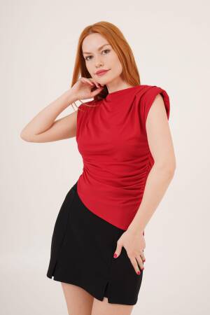 Wadded Side Ruffle AsymmetricWholesale Blouse - Lustrin - Globality Store - Women Clothes Wholesale Turkey