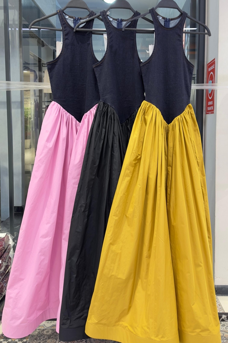 Dress Halter Collar Taffeta - Cream Rouge - Globality Store - Women Clothes Wholesale Turkey