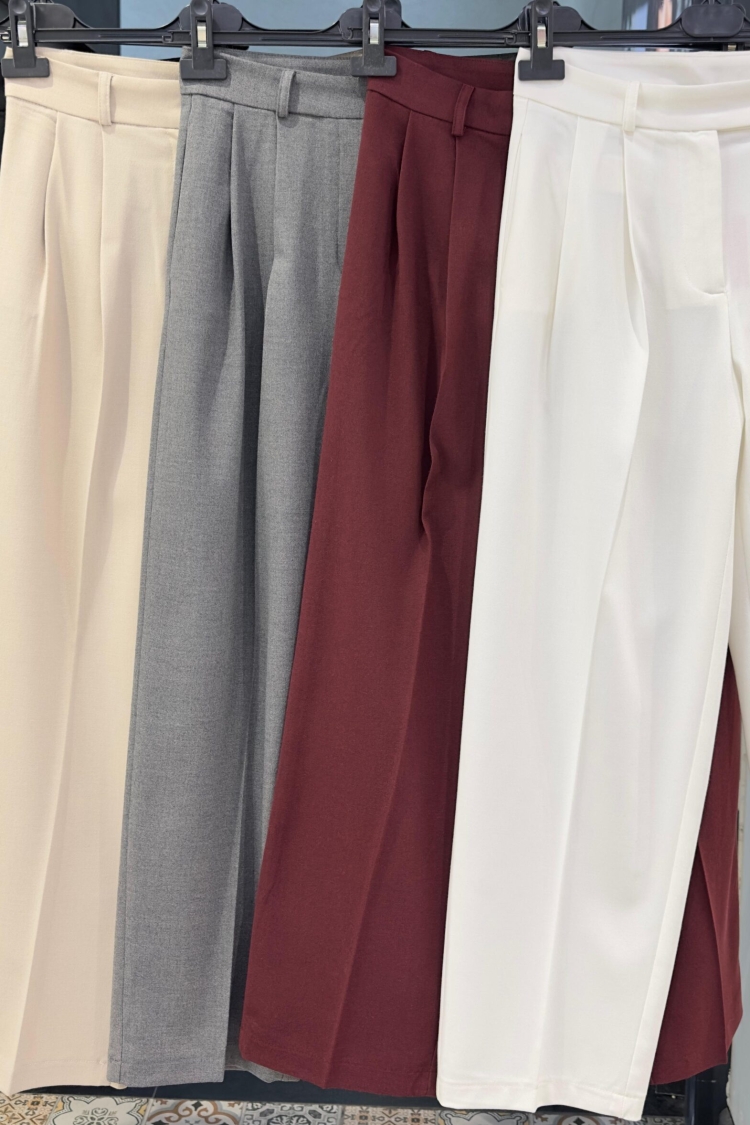 Trousers Classic - Cream Rouge - Globality Store - Women Clothes Wholesale Turkey