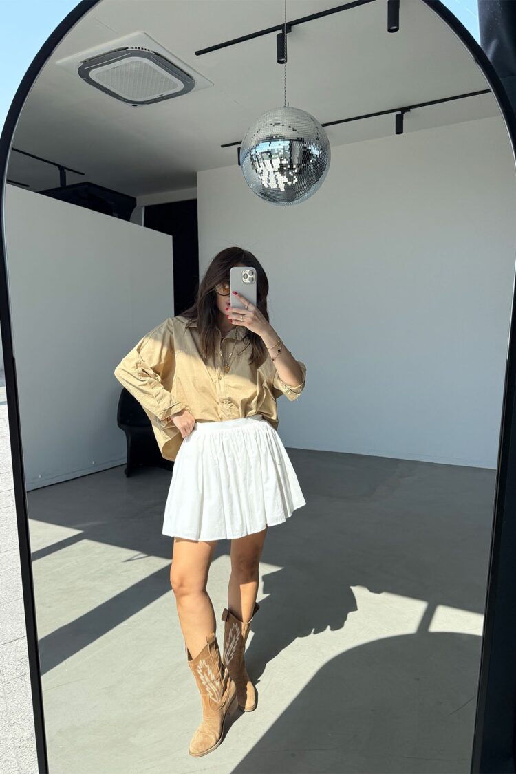 Mini Frilled Skirt - Cream Rouge - Globality Store - Women Clothes Wholesale Turkey