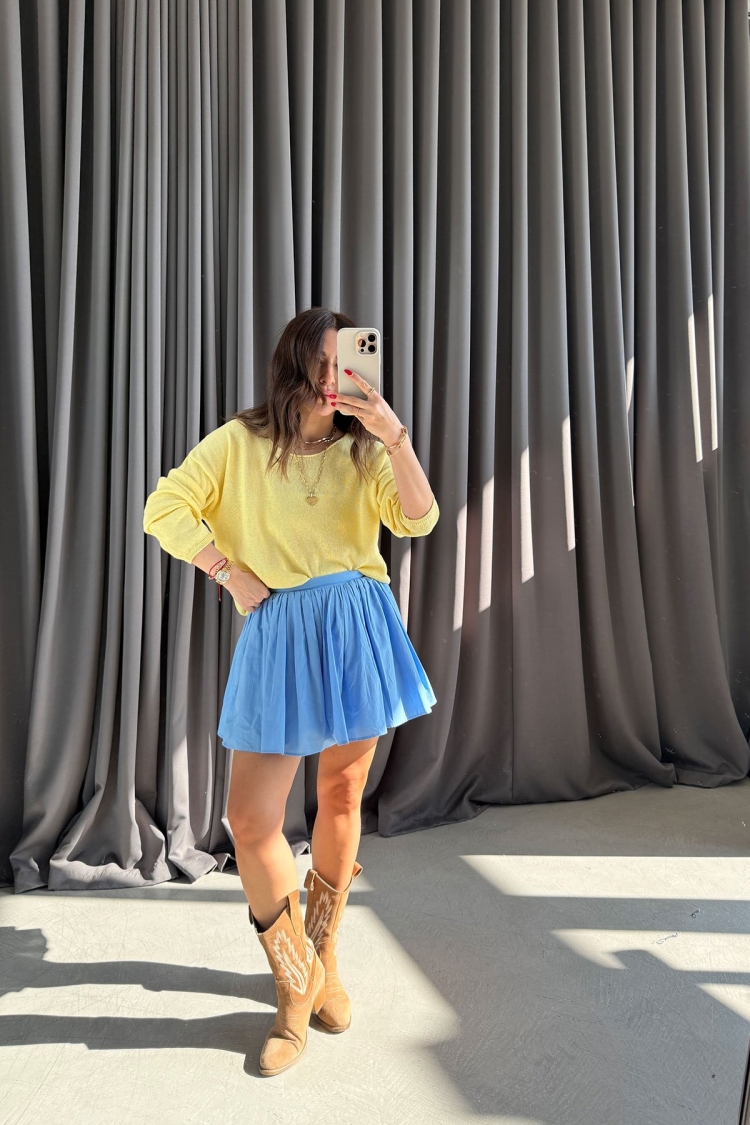 Mini Frilled Skirt - Cream Rouge - Globality Store - Women Clothes Wholesale Turkey