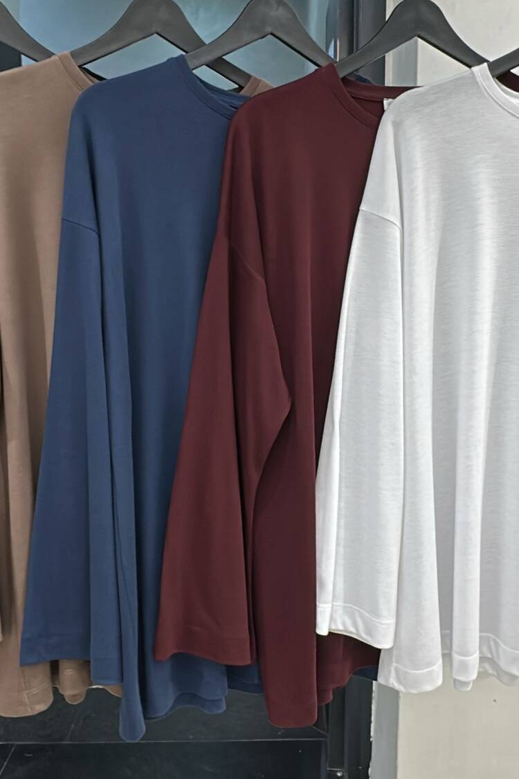 Tshırt Long Sleeve Slap - Cream Rouge - Globality Store - Women Clothes Wholesale Turkey