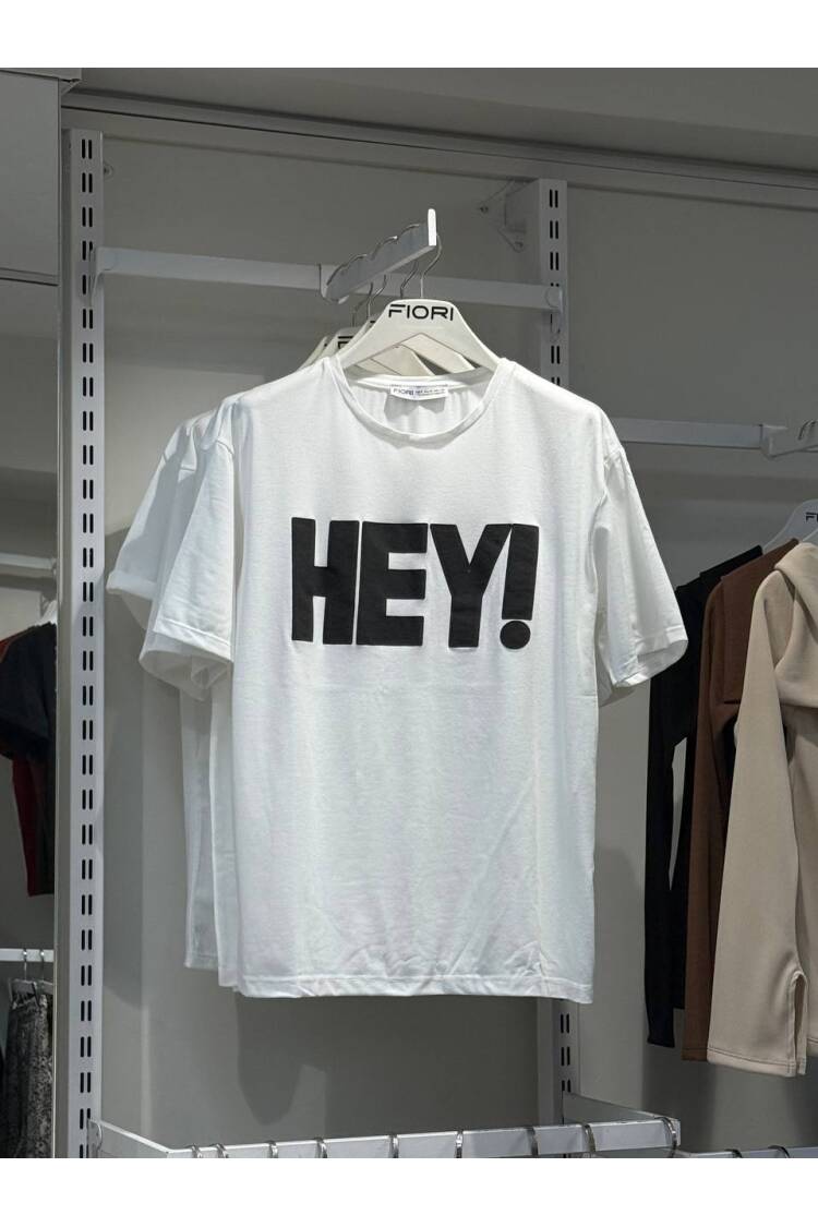 Letter Printed Tshirt - Fiori - Globality Store - Women Clothes Wholesale Turkey