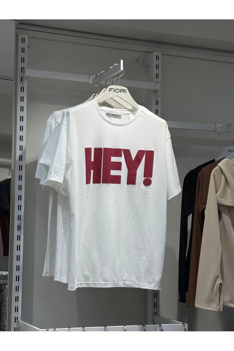 Letter Printed Tshirt - Fiori - Globality Store - Women Clothes Wholesale Turkey