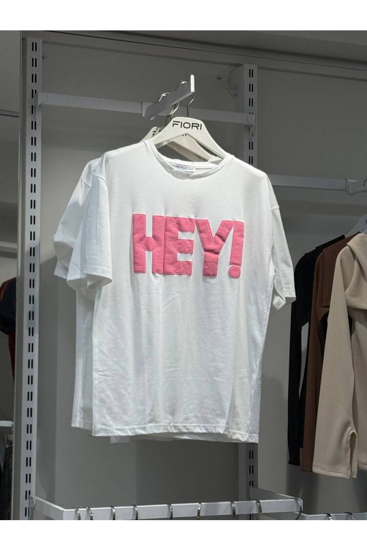 Letter Printed Tshirt - Fiori - Globality Store - Women Clothes Wholesale Turkey