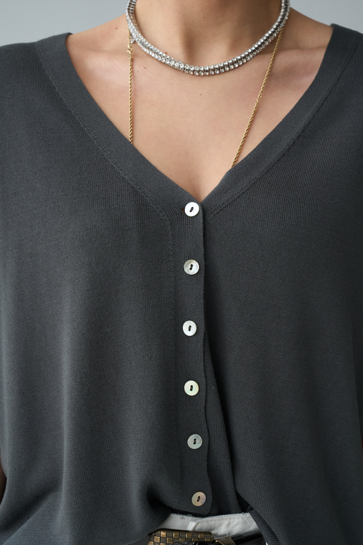 9 Button Cardigan - Smoked