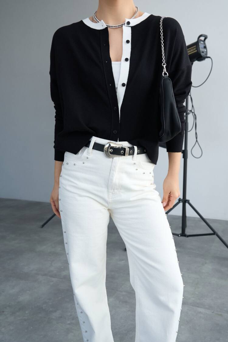 Collared Cardigan - -bone