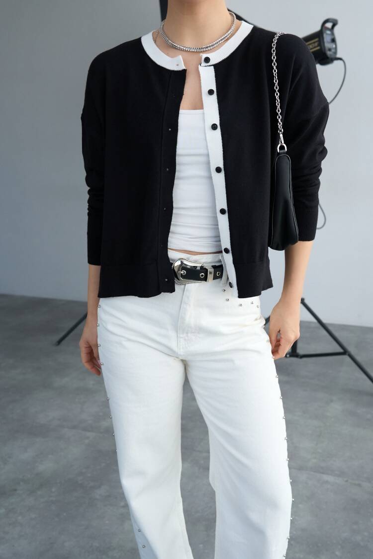 Collared Cardigan - -bone