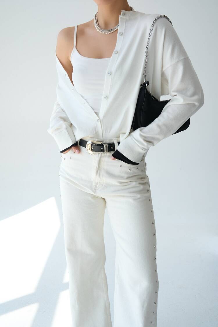 Colored Cardigan At The Sleeve - Bone-black - Qustyle - Globality Store - Women Clothes Wholesale Turkey