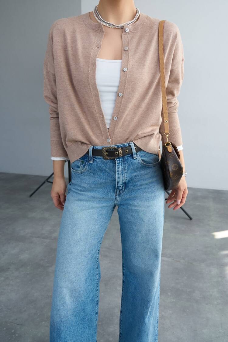 Arm End Colored Cardigan - -bone