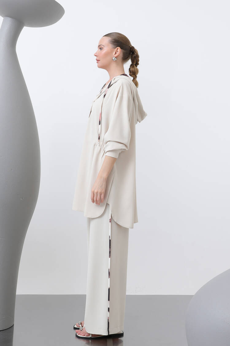 Women's Waist Ruffle Detailed Hooded Tunic