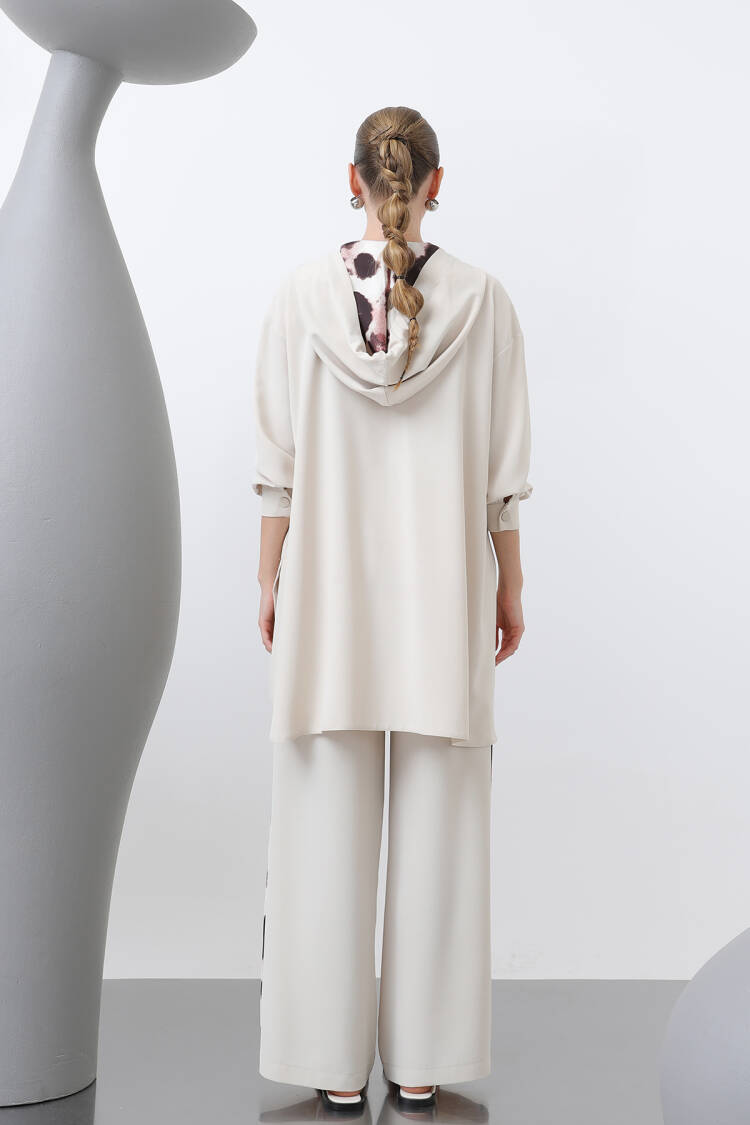 Women's Waist Ruffle Detailed Hooded Tunic