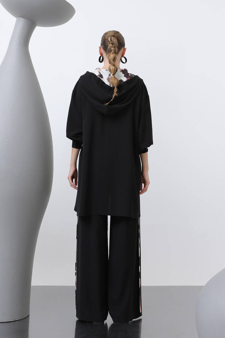 Women's Waist Ruffle Detailed Hooded Tunic