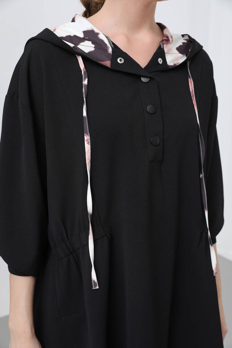 Women's Waist Ruffle Detailed Hooded Tunic