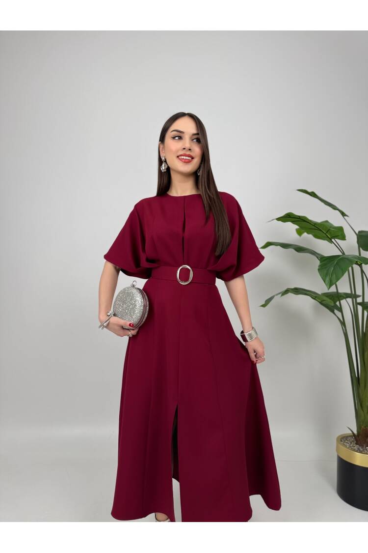 Atlas Fabric Belted Dress