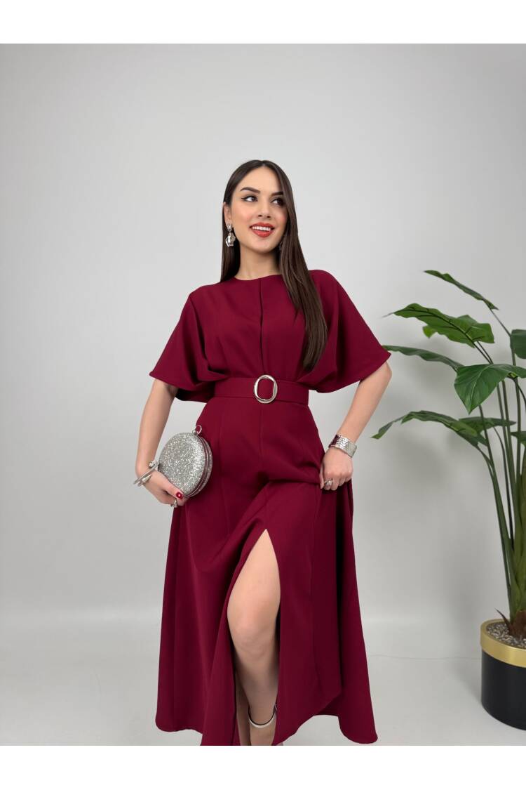 Atlas Fabric Belted Dress